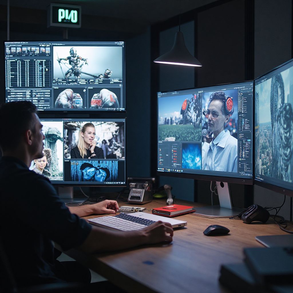 Creative director reviewing design concepts in modern studio
